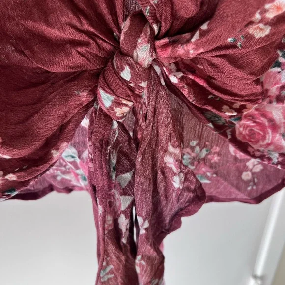 Entro Floral Long Bell Sleeves, front tie blouse - Picture 4 of 5